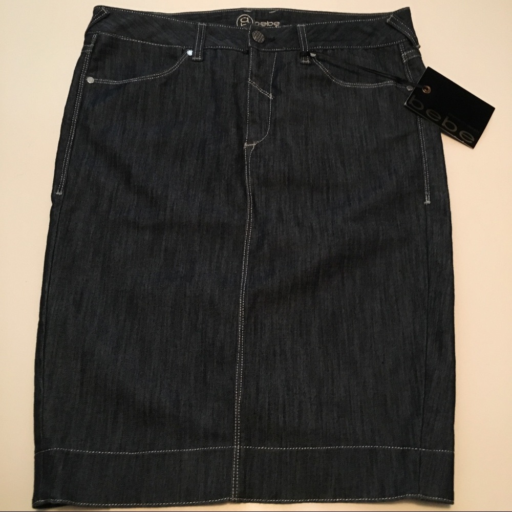 Bebe premium denim body-con skirt